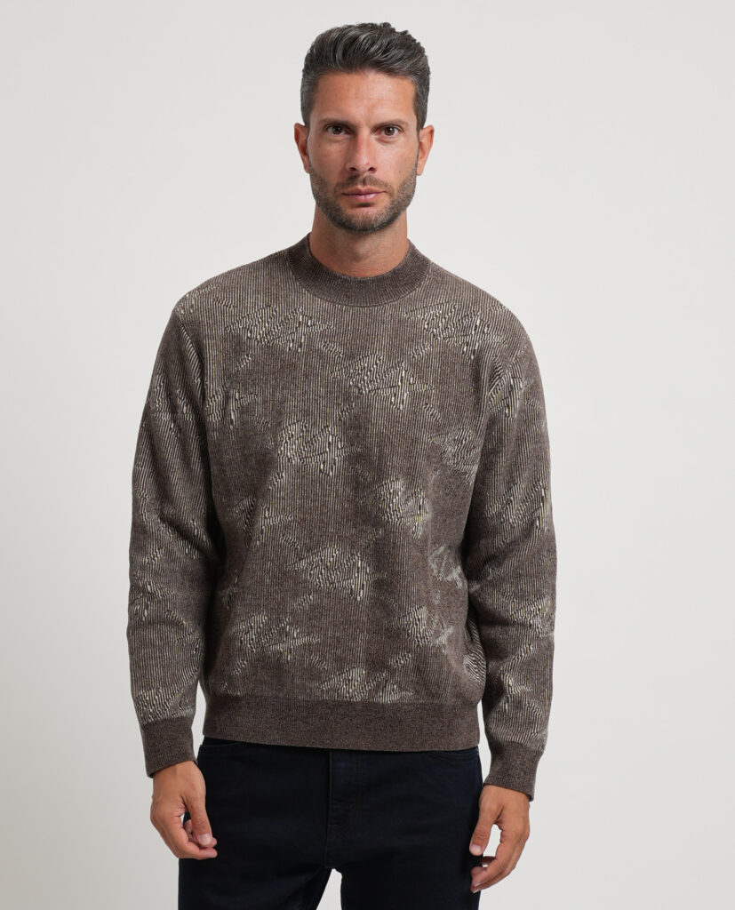 Pullover uomo Armani con logo e bordi a costine1