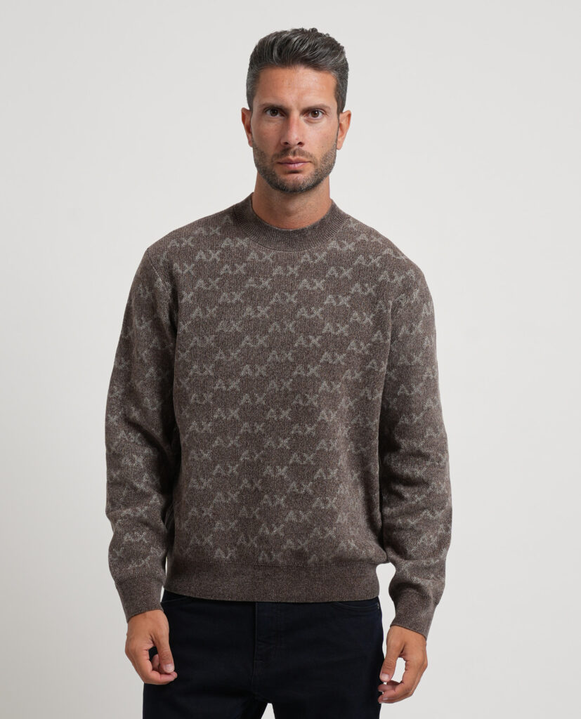 Pullover uomo Armani con logo e bordi a costine2
