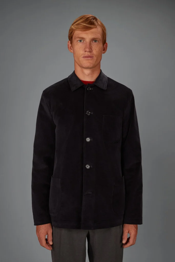 Shacket uomo sfoderata in velluto regular fit