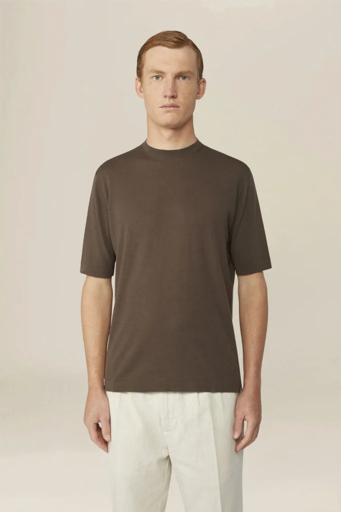 T shirt uomo a maglia cotone crepe