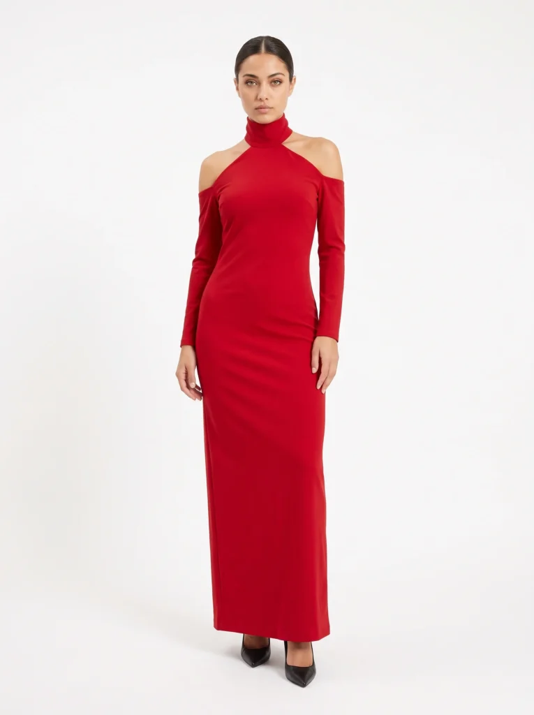 Abito Rosso con Scollo Halter