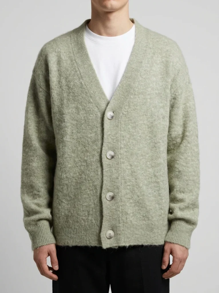 Cardigan in Baby Alpaca verde