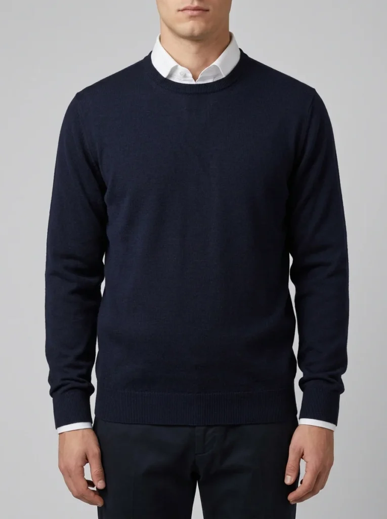 Girocollo Blu in Lana Merino Extrafine