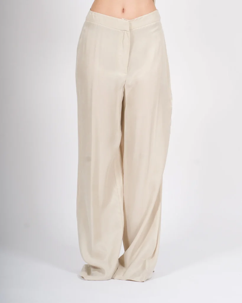 Pantalone Palazzo Silence Color beige in Cupro