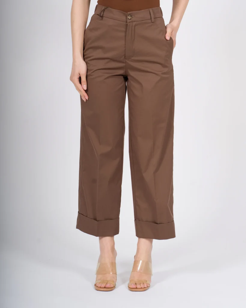 Pantalone marrone Bonheur in popeline