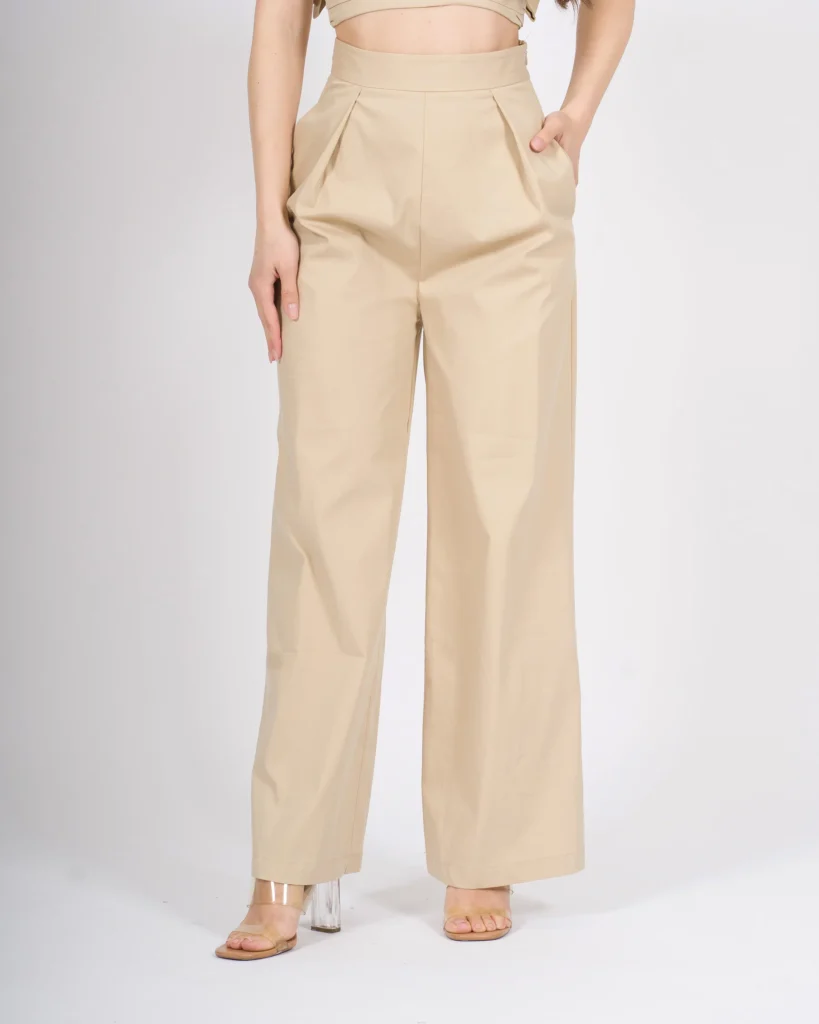 Pantaloni Silence Palazzo in Cotone Beige