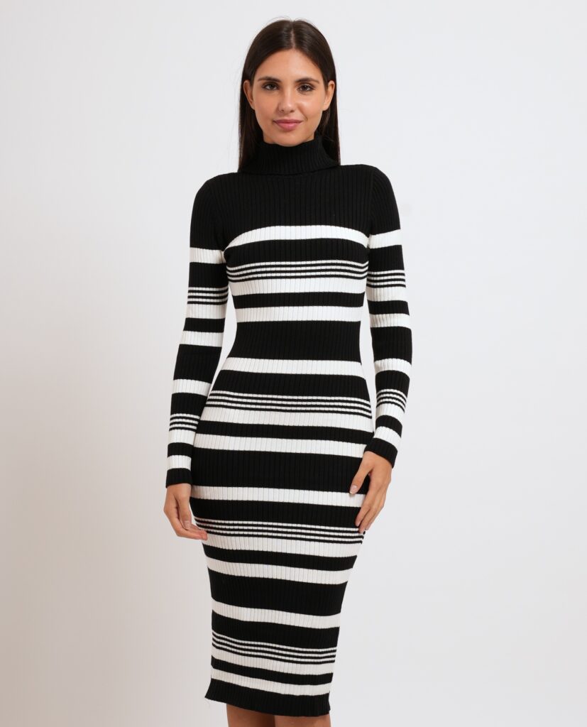 Vestito lungo Denny Rosa donna e collo alto